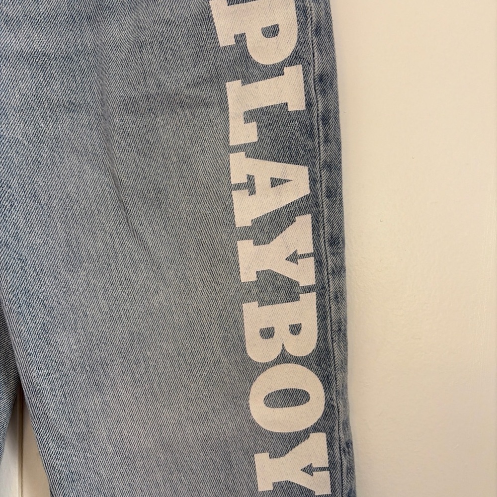 Playboy X Pacsun Jeans Women 27 High Rise Straight Leg Button Fly Logo Denim - Picture 3 of 12
